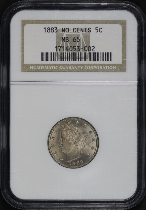 Obverse of this 1883 Liberty Nickel No Cent NGC MS-65