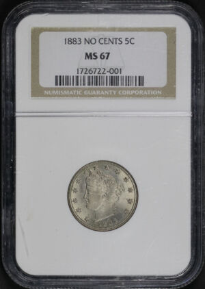 Obverse of this 1883 Liberty Nickel No CENTS NGC MS-67
