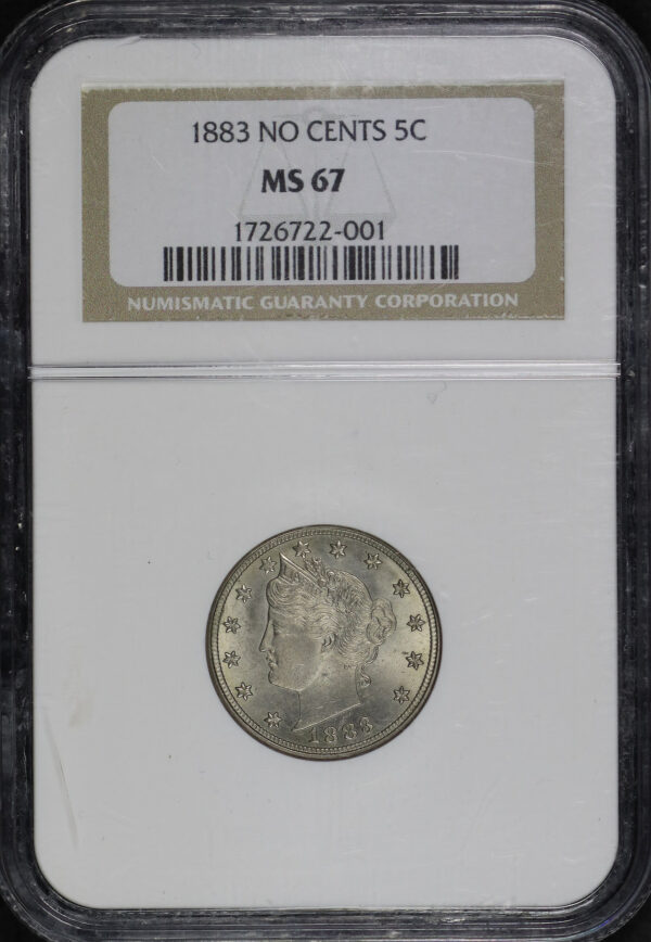 Obverse of this 1883 Liberty Nickel No CENTS NGC MS-67