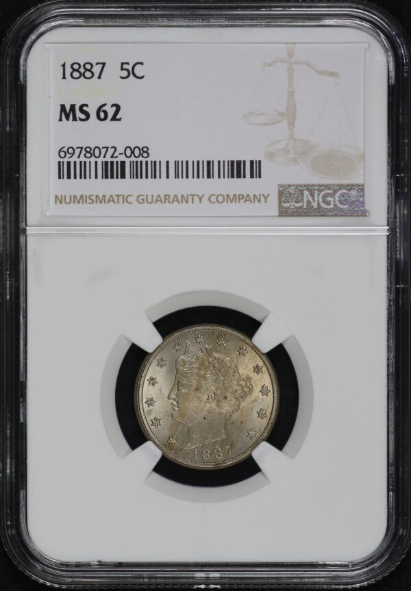Obverse of this 1887 Liberty Nickel NGC MS-62