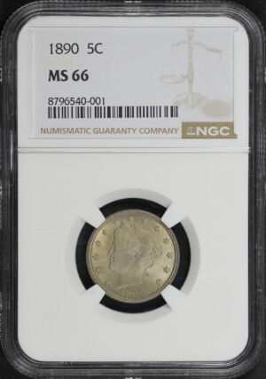 Obverse of this 1890 Liberty Nickel NGC MS-66