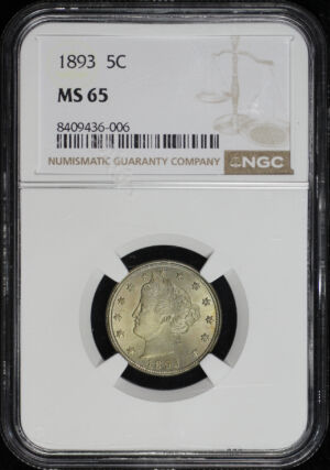 Obverse of this 1893 Liberty Nickel NGC MS-65