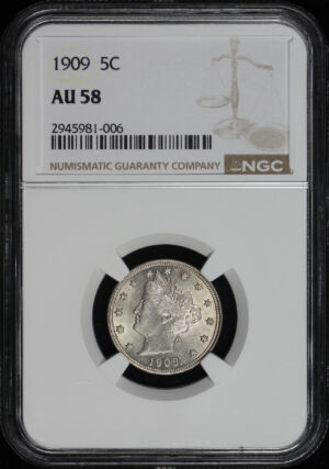 Obverse of this 1909 Liberty Nickel NGC AU-58