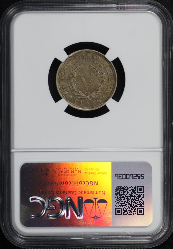 Reverse of this 1910 Liberty Nickel NGC AU-58