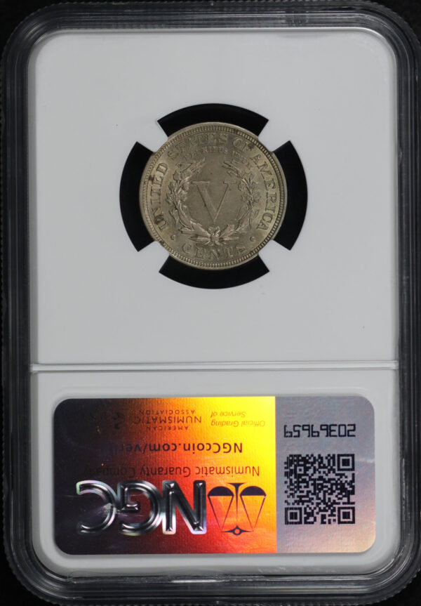 Reverse of this 1911 Liberty Nickel NGC AU-58
