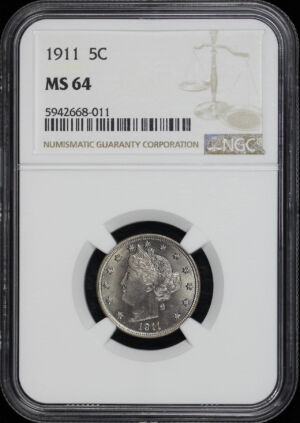 Obverse of this 1911 Liberty Nickel NGC MS-64