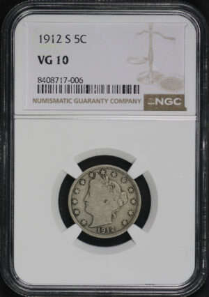 Obverse of this 1912-S Liberty Nickel NGC VG-10