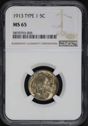 Obverse of this 1913 Buffalo Nickel Type 1 NGC MS-65