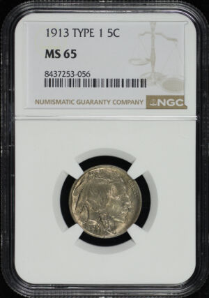 Obverse of this 1913 Type 1 Buffalo Nickel NGC MS-65