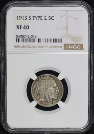 Obverse of this 1913-S Type 2 Buffalo Nickel NGC XF-40