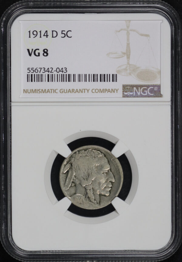 Obverse of this 1914-D Buffalo Nickel NGC VG-8