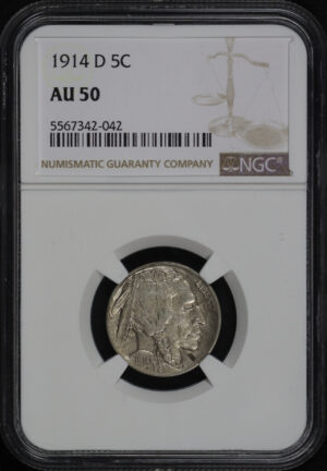 Obverse of this 1914-D Buffalo Nickel NGC AU-50