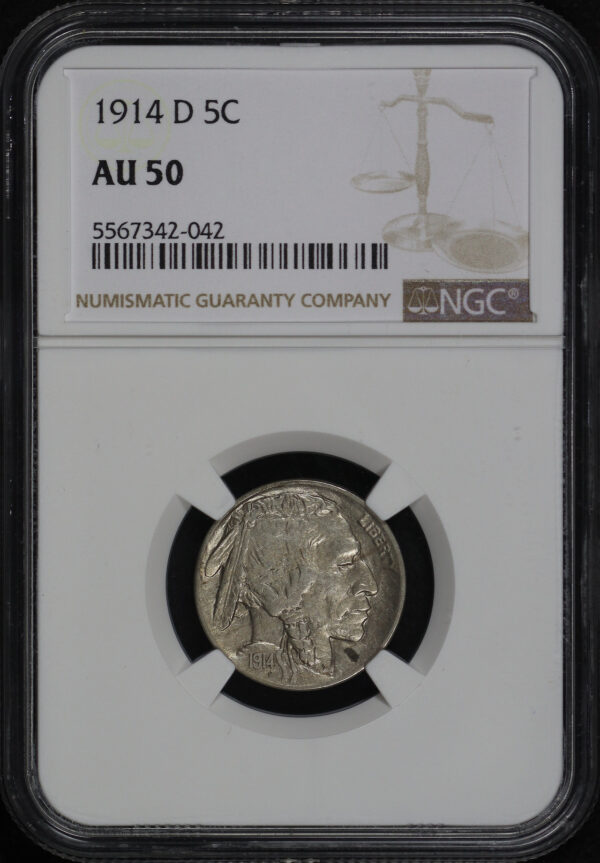 Obverse of this 1914-D Buffalo Nickel NGC AU-50