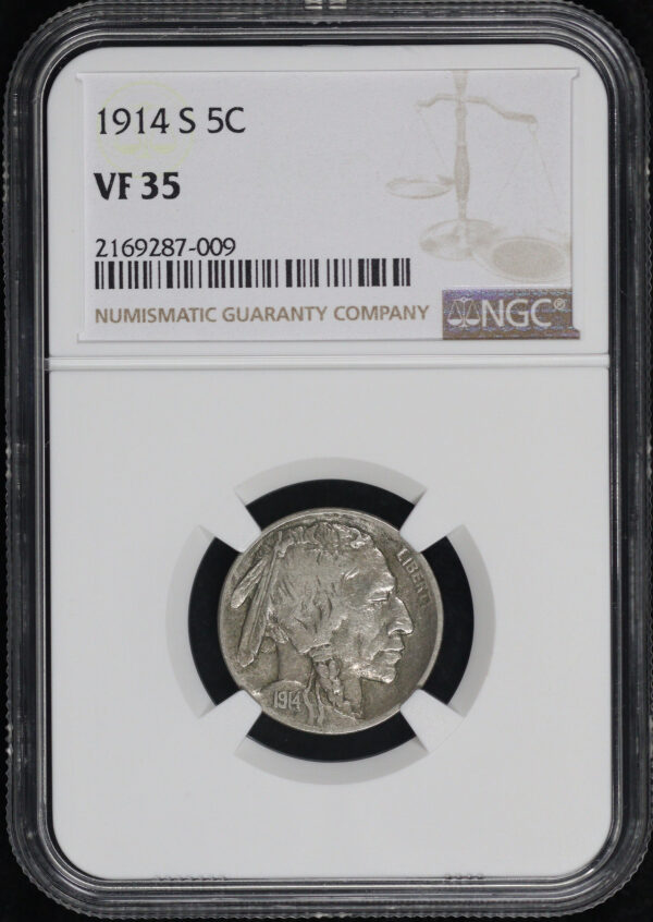 Obverse of this 1914-S Buffalo Nickel NGC VF-35