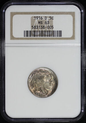 Obverse of this 1916-D Buffalo Nickel NGC MS-63