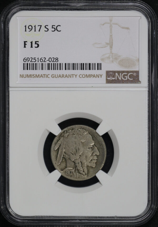 Obverse of this 1917-S Buffalo Nickel NGC F-15