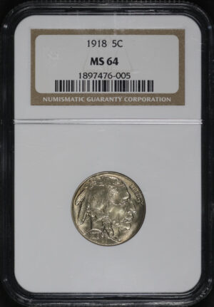 Obverse of this 1918 Buffalo Nickel NGC MS-64