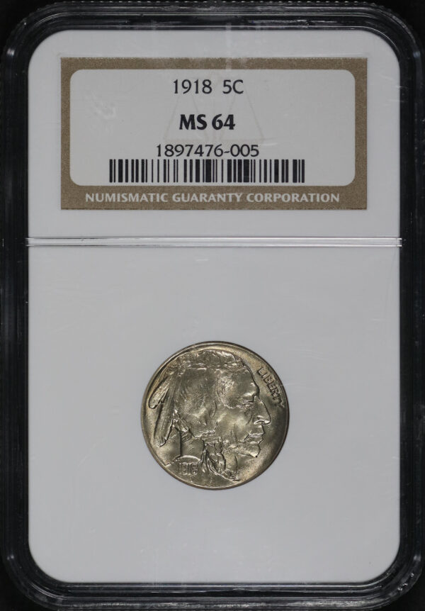 Obverse of this 1918 Buffalo Nickel NGC MS-64