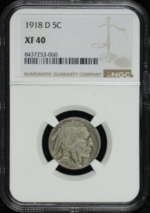 Obverse of this 1918-D Buffalo Nickel NGC XF-40