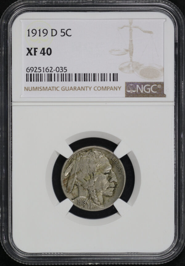 Obverse of this 1919-D Buffalo Nickel NGC XF-40