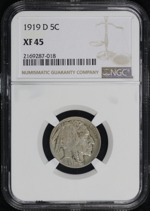 Obverse of this 1919-D Buffalo Nickel NGC XF-45