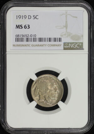Obverse of this 1919-D Buffalo Nickel NGC MS-63