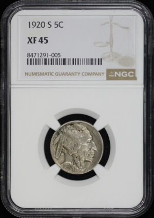 Obverse of this 1920-S Buffalo Nickel NGC XF-45