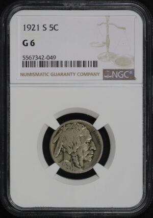 Obverse of this 1921-S Buffalo Nickel NGC G-6