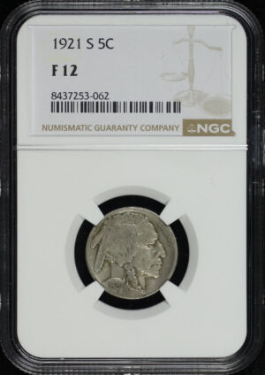 Obverse of this 1921-S Buffalo Nickel NGC F-12