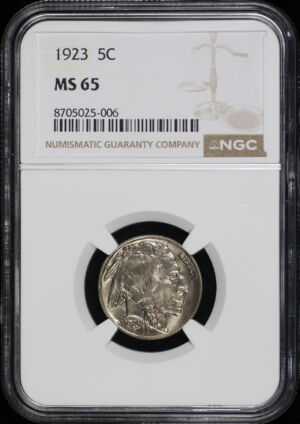 Obverse of this 1923 Buffalo Nickel NGC MS-65