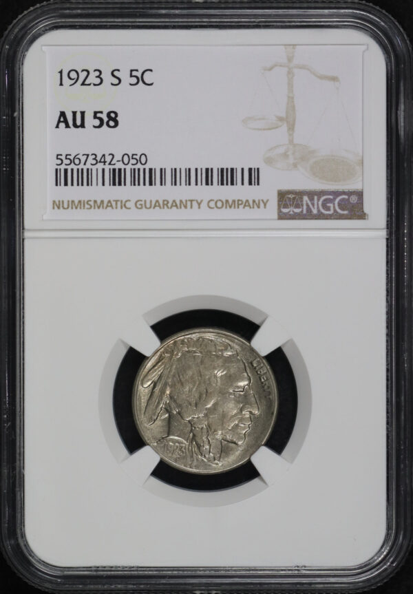 Obverse of this 1923-S Buffalo Nickel NGC AU-58
