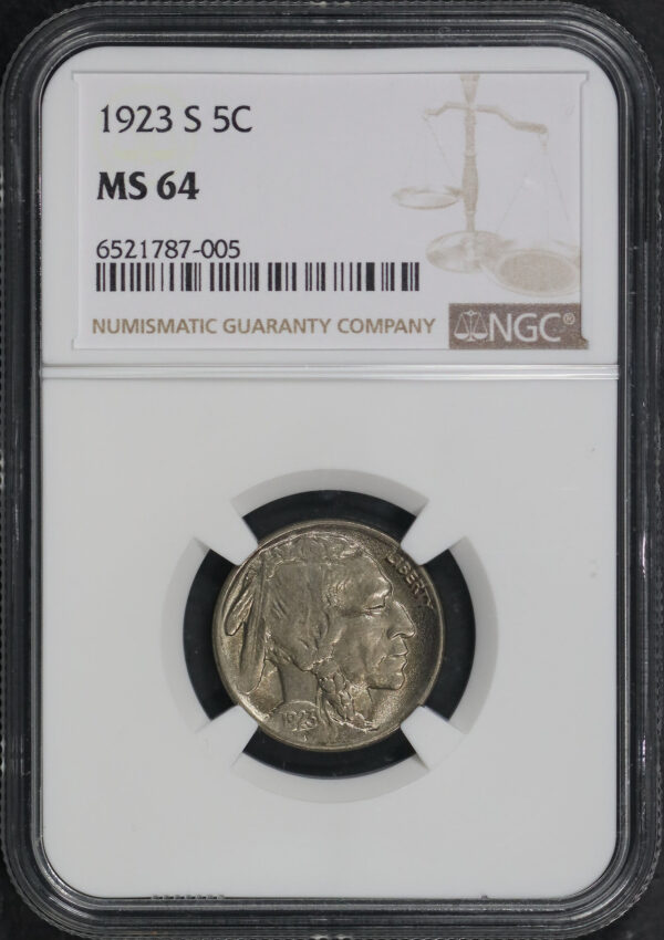 Obverse of this 1923-S Buffalo Nickel NGC MS-64