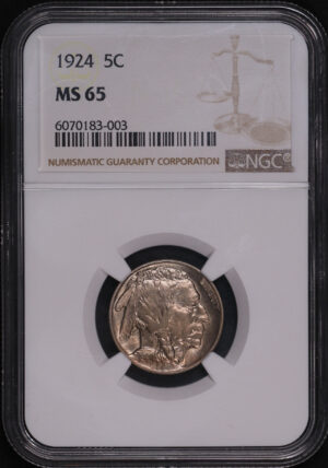 Obverse of this 1924 Buffalo Nickel NGC MS-65