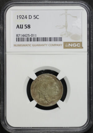 Obverse of this 1924-D Buffalo Nickel NGC AU-58