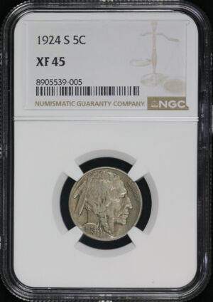 Obverse of this 1924-S Buffalo Nickel NGC XF-45