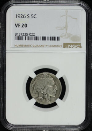 Obverse of this 1926-S Buffalo Nickel NGC VF-20