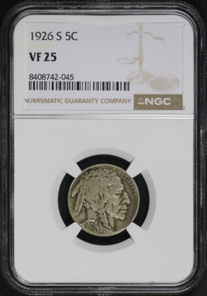 Obverse of this 1926-S Buffalo Nickel NGC VF-25