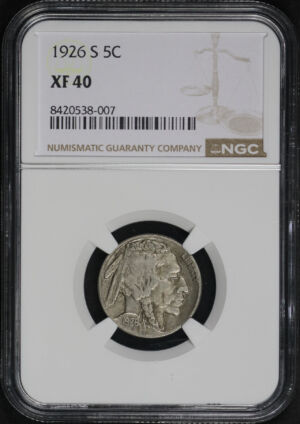 Obverse of this 1926-S Buffalo Nickel NGC XF-40