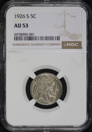 Obverse of this 1926-S Buffalo Nickel NGC AU-53