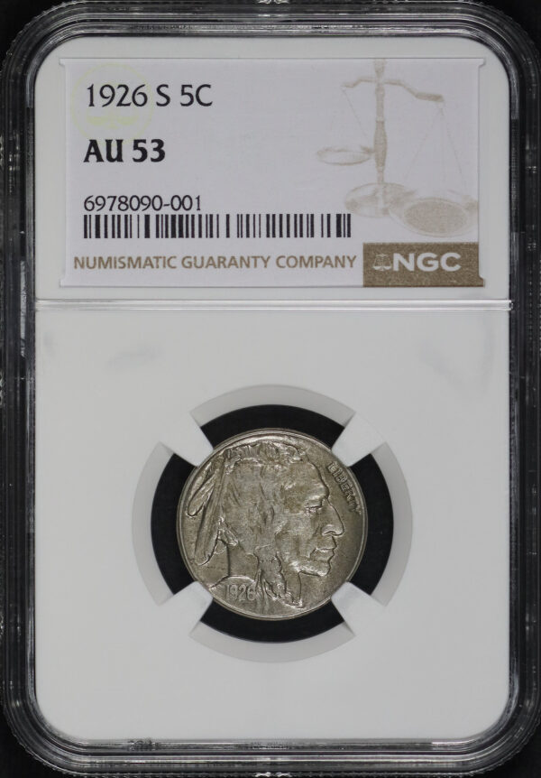 Obverse of this 1926-S Buffalo Nickel NGC AU-53