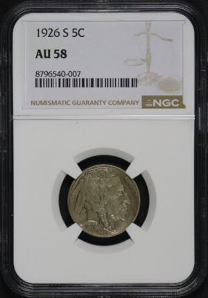 Obverse of this 1926-S Buffalo Nickel NGC AU-58