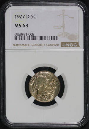 Obverse of this 1927-D Buffalo Nickel NGC MS-63