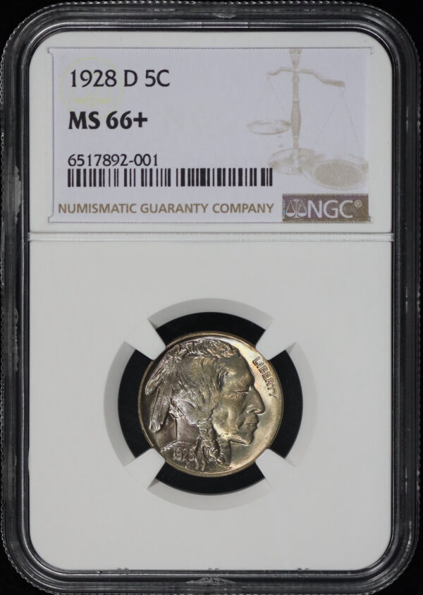 Obverse of this 1928-D Buffalo Nickel NGC MS-66+