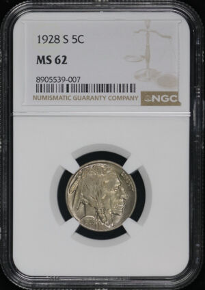 Obverse of this 1928-S Buffalo Nickel NGC MS-62