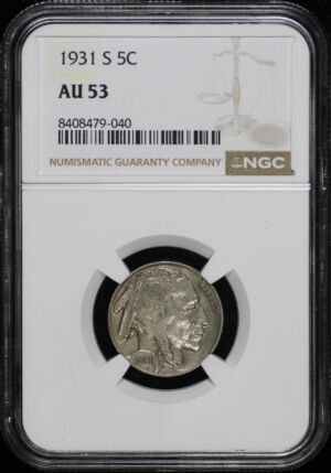 Obverse of this 1931-S Buffalo Nickel NGC AU-53