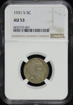Obverse of this 1931-S Buffalo Nickel NGC AU-53