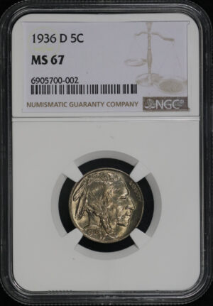 Obverse of this 1936-D Buffalo Nickel NGC MS-67