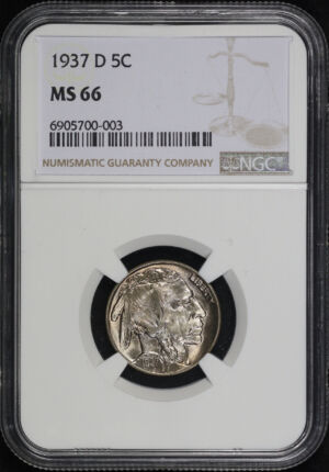 Obverse of this 1937-D Buffalo Nickel NGC MS-66