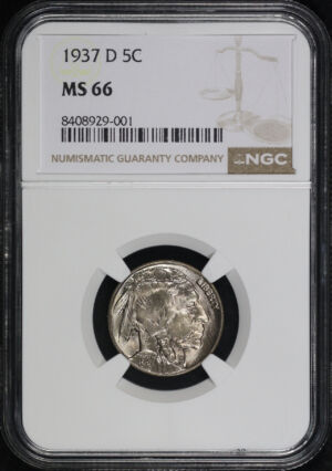 Obverse of this 1937-D Buffalo Nickel NGC MS-66