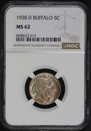 Obverse of this 1938-D Buffalo Nickel NGC MS-62